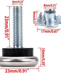 12 Pack M6 Adjustable Leveling Feet With T Nut For Furniture And Table Legs Wide Bearing Base Glide Pads Anti Scratch Floor Protectors For Uneven Floors Fits Wood Cabinets Chairs And Desks, M6 thread, 23mm base
