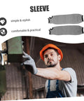 Badass Cut Resistant Arm Sleeves For Men And Women Slash Proof Forearm Guards Heavy Duty Welding Gardening Mechanic Work Gear Nitty Gritty Safety Protection worn by a man in work gear.