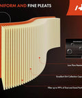 Engine Air Filter For Nissan Armada Frontier NV1500 NV2500 NV3500 Pathfinder Titan Xterra Grand Cherokee Infiniti QX56 1993 2023 Beefed Up High Flow Replacement 53007386AB showing uniform pleats and efficiency