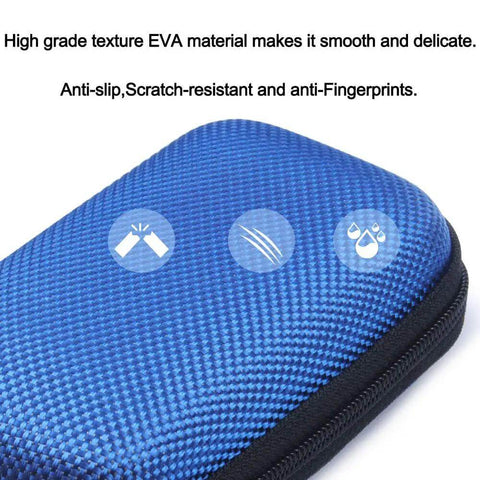Portable Clamshell Electronic Organizer Case For Earbuds Headphones And Chargers blue EVA material smooth texture close-up