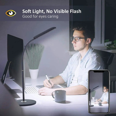 LED Floor Lamp With Dimmable Color Temperature And Height Adjustable Gooseneck For Reading In Living Rooms, soft light in use