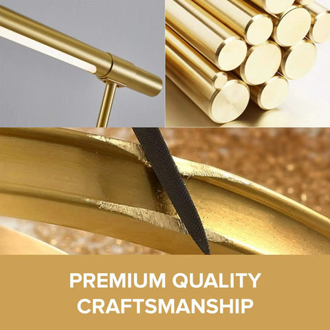 All Brass Mid Century Desk Lamp With Polished Brass Finish Modern Gold Bankers Shade 18 Inch LED Light close-up details