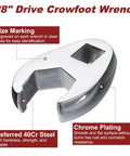Beefy Crowfoot Wrench for Mechanics in Three Eighths Inch Drive 22mm Flare Nut Open End Chrome Plated 40Cr Steel Heavy Duty Crowfoot Tool for Automotive Repair and Maintenance, 3/8 drive, chrome plated 40Cr steel