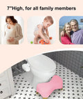 7 Inch Toilet Stool for Adults and Kids, Squatting Poop Stool With Non Slip Mat on bathroom floor, pink bamboo color
