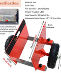 Heavy Duty Panel Dolly With Auto Lock Clamps For Hassle Free Drywall Sheetrock Door And Mattress Hauling with red iron frame and adjustable width.