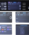Touchscreen panel of the Super Fast Automatic Money Counter With Touchscreen Panel And Multi Currency Mix Value Tally Machine.