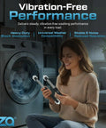 A woman holding a Washer Shock Absorber Replacement Kit 3 Pack For Front Load Washers with a visible washing machine in the background.
