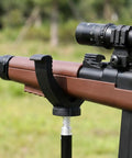 Shaped Rifle Rest With Portable Tripod Mount For Outdoor Shooting And Target Practice, Black Yoke supports rifle for stability