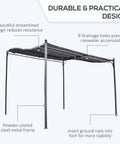 Side view of 10x10 Steel Outdoor Pergola Gazebo With Weather Resistant Canopy, UV Shield Fabric And Drainage Holes, gray finish