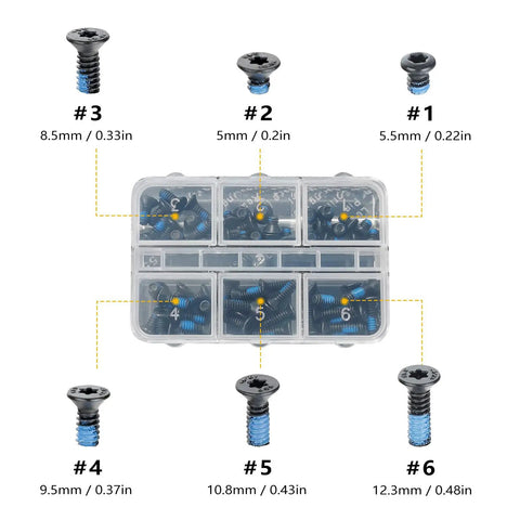 60 Pcs 6 32 Flat Head Screws Kit For Red Dot Sights, Tough Alloy Steel Hardened Grade 12.9 Black Finish, Lengths 5mm 5.5mm 8.55mm