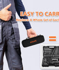 Universal Socket Wrench Tool Kit 7 To 19 Millimeter Socket Grip Set with carry case for easy portability.