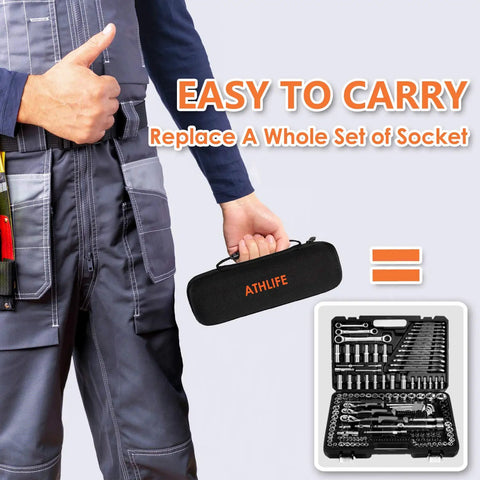 Universal Socket Wrench Tool Kit 7 To 19 Millimeter Socket Grip Set with carry case for easy portability.