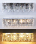 Glam Crystal 24 Inch Over Mirror Bathroom Vanity Light Fixture In Stainless Steel With Sparkling Crystals, Modern Rectangular Design.