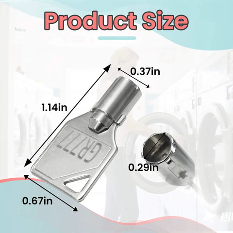 GR777 Tubular Key Set For Commercial Washers And Coin Op Machines, Replacement Parts 68-1174-31-GR777 shown with dimensions