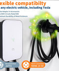 Beefy Level 2 EV Charger 48 Amp 240V with NEMA 14-50 plug, rugged metal enclosure, Tesla adapter shown with cord coiled