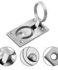 Two Pack Marine Boat Ring Hatch Pull Handle, flush mount recessed trap door pull, 316 stainless steel, installed view