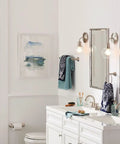 Bathroom with Sage Traditional Double Post Toilet Paper Holder Brushed Nickel Finish with Spring Loaded Mechanism