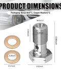 M10x1.0 Banjo Bolt Kit With Copper Washers For Brake Line Fittings dimensions illustration