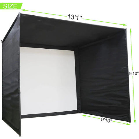 Indoor Golf Simulator Enclosure With Impact Screen For Home Or Garage, 13'1" x 9'10" setup for practice and training