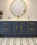 Antique Brass Solid Zinc Drawer Pulls Set 5 Inch Beefy Heavy Duty Cabinet Handles For Kitchen Cabinets Dressers Wardrobes And Furniture Modern Hardware For DIY Home Upgrades 10 Pack on blue vanity drawers
