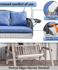 Wicker Porch Swing Three Seat Heavy Duty Outdoor Patio Chair With Cushions And 8.9 Ft Chains Upgraded Cup Holders Weatherproof