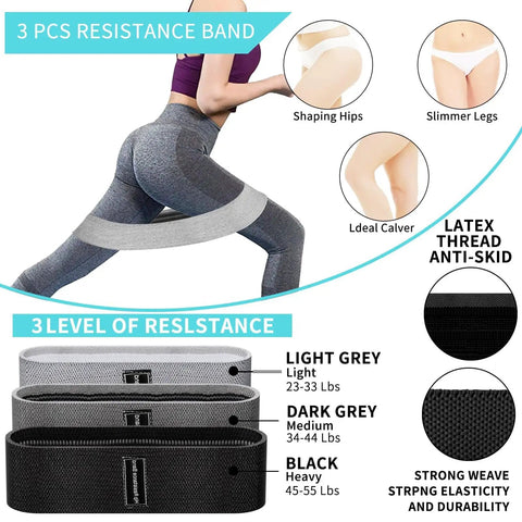 Woman demonstrating All In One Barbell Pad Kit For Squats And Hip Thrusts With Ankle Straps, Hip Resistance Bands, Lifting Straps And Carry Bag