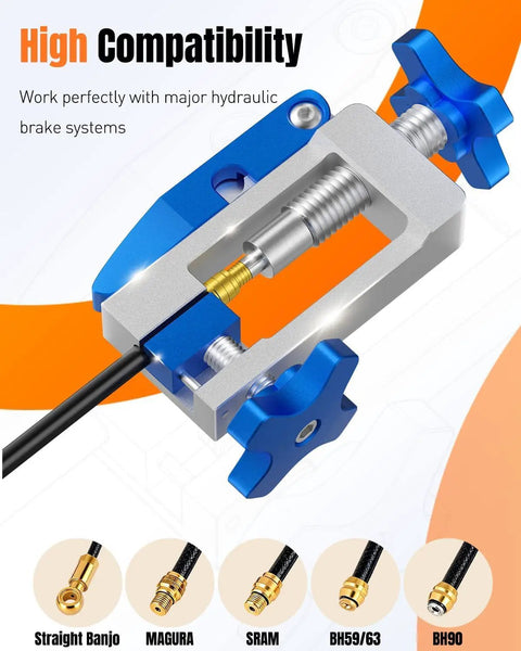 2 In 1 Bike Hydraulic Brake Tool Kit With Needle Driver And Hose Cutter Pro Grade Aluminum Alloy Build, tool compatibility