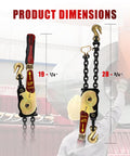 Heavy Duty Ratchet Chain Binders With Grab Hooks 5400 Lbs Working Load Limit Fits 5/16 To 3/8 Inch Chains dimensions diagram