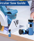 All In One Circular Saw Guide And Stair Gauge Block For Framing Square Built For Rip Guides On Flat Base Saws Delivers Precise Parallel Cuts And Simple Framing Layouts For Stairs And Rafters. Blue aluminum saw guide clamp, 1.65 in