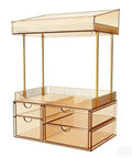 Four Tier Makeup Organizer with Four Drawers and Top Storage for Perfumes and Skincare Clear Tawny Cosmetic Organizer