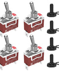 Waterproof 12V SPST Toggle Switch For Marine Boats And Auto Beefy Built To Last 2 Pin ON Off With Boot Cover Pack Of 4