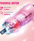 Close-up of pink cordless screwdriver from the Pink 75-Piece Tool Set With Rotatable Cordless Screwdriver 3.7V