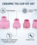 Pro Grade Ceramic Welding Cup Kit 12 14 16 24 Sizes With 2.4mm Center Hole Inner Dia For WP9 Welding Equipment 20 25 17 18 26 Pink High Heat Resistant Ceramic Cups Deliver Stable Gas Flow And Smooth Welds