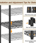 Installation instructions for Extra Large Industrial Pipe Clothing Rack With Shelves And Hanging Rods, showing shelf assembly