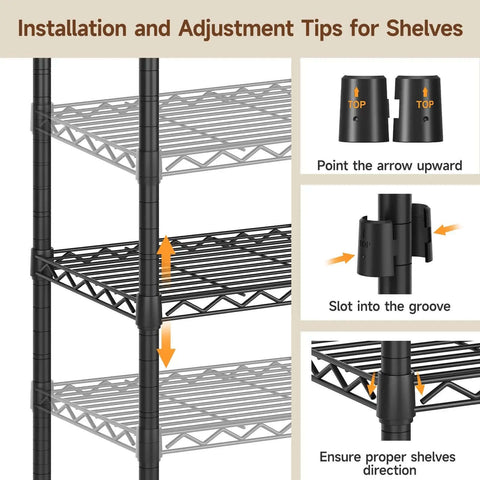 Installation instructions for Extra Large Industrial Pipe Clothing Rack With Shelves And Hanging Rods, showing shelf assembly