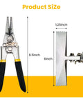 Product dimensions showing 6 Inch Hand Seamer With Straight Jaw For Sheet Metal Bending Seaming And Flattening, 1.25 inch wide jaw