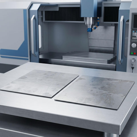 Heavy Duty Stainless Steel Square Sheet Metal Plate 200X200X2Mm Solid Custom Fabrication on CNC machine table.