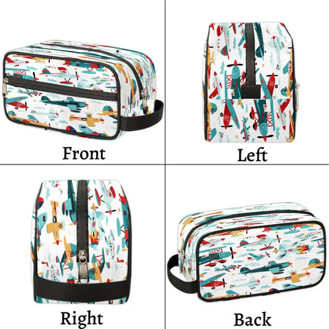 Cartoon Colorful Airplane Makeup Bag Travel Toiletry Kit Durable Dopp Kit Portable Cosmetic Wash Bag for Women and Men