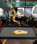 Heavy Duty Silicone Oil Drip Mat For Under Car 27x27 Inch Non Slip Oil Spill Tray For Garage Floor Or Driveway No Splatter Leaks Protector Keeps Your Garage Surface Clean And Stain Free Black showing oil being poured onto the mat