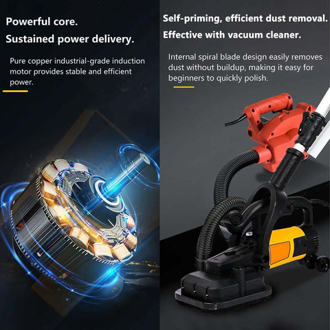 Kickass 4-Head Concrete Grinder With 3800W Motor And Sick Dust Collection Setup showing powerful motor and dust removal system.