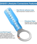 540 Piece Heat Shrink Wire Connectors Kit Pro Grade Waterproof Marine Grade Crimp Connectors with blue polyolefin tube and tinned red copper
