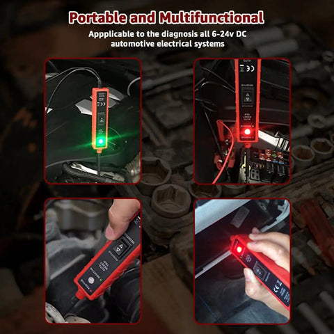 Power Circuit Probe Tester for 6V To 24V DC Systems with LED Polarity Indicator in use on automotive electrical system