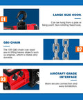 2 Speed Electric Chain Hoist 2200lb With Pendant And Remote, Brushless Motor, Overhead Crane Lift, 110V, 10ft Lifting Height, G80 Chain