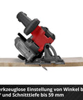 Professional Brushless Cordless Circular Saw Featuring 165MM Blade And Turbo Motor for 45° angle cuts on wood.