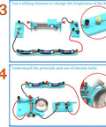 Electricity And Magnetism Kit For Students Hands On Physics Circuit Lab Kid Friendly electric bell and bulb rheostat setup.