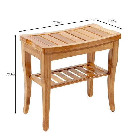 Sturdy Bamboo Shower Bench Seat With Storage Shelf Organizer Waterproof Bathroom Chair For Shower Tub And Balcony A Must Have