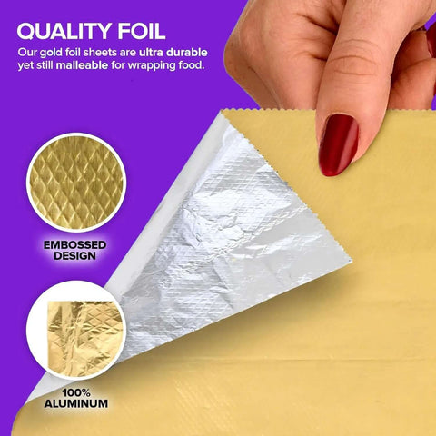 Heavy Duty Aluminum Foil Sheets 12 Inch Pop Up 200 Count Pre Cut For Restaurants And Home Kitchens with embossed design