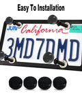 Lock Your Plates Down Tight With These Sleek Black License Plate Screws Featuring Tamper Proof Anti Theft Design Made From Sturdy One Quarter Inch Stainless Steel For Quick Install And Heavy Shield Against Highway Hooligans And Dust, mounted on a California license plate.