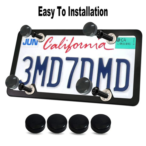Lock Your Plates Down Tight With These Sleek Black License Plate Screws Featuring Tamper Proof Anti Theft Design Made From Sturdy One Quarter Inch Stainless Steel For Quick Install And Heavy Shield Against Highway Hooligans And Dust, mounted on a California license plate.
