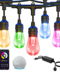 Smart Outdoor String Lights With App Control And WiFi, 72.5Ft RGB LEDs, 22 Bulbs, Alexa And Google Assistant Compatible, IP65